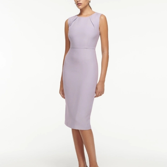 Roland Mouret Elegant Wool and Silk Lavender Sleeveless Sheath Midi Dress Sz 10 - Picture 1 of 16